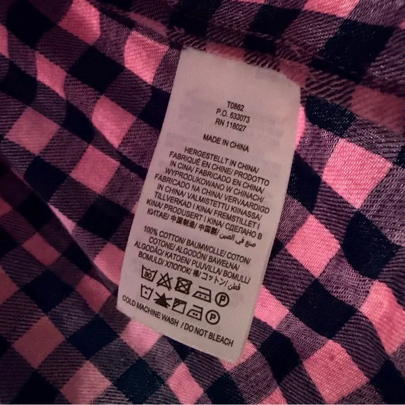 Boden Isla Frill Detail Pink and Black Plaid Cotton Flannel Button Up Shirt - Picture 9 of 10